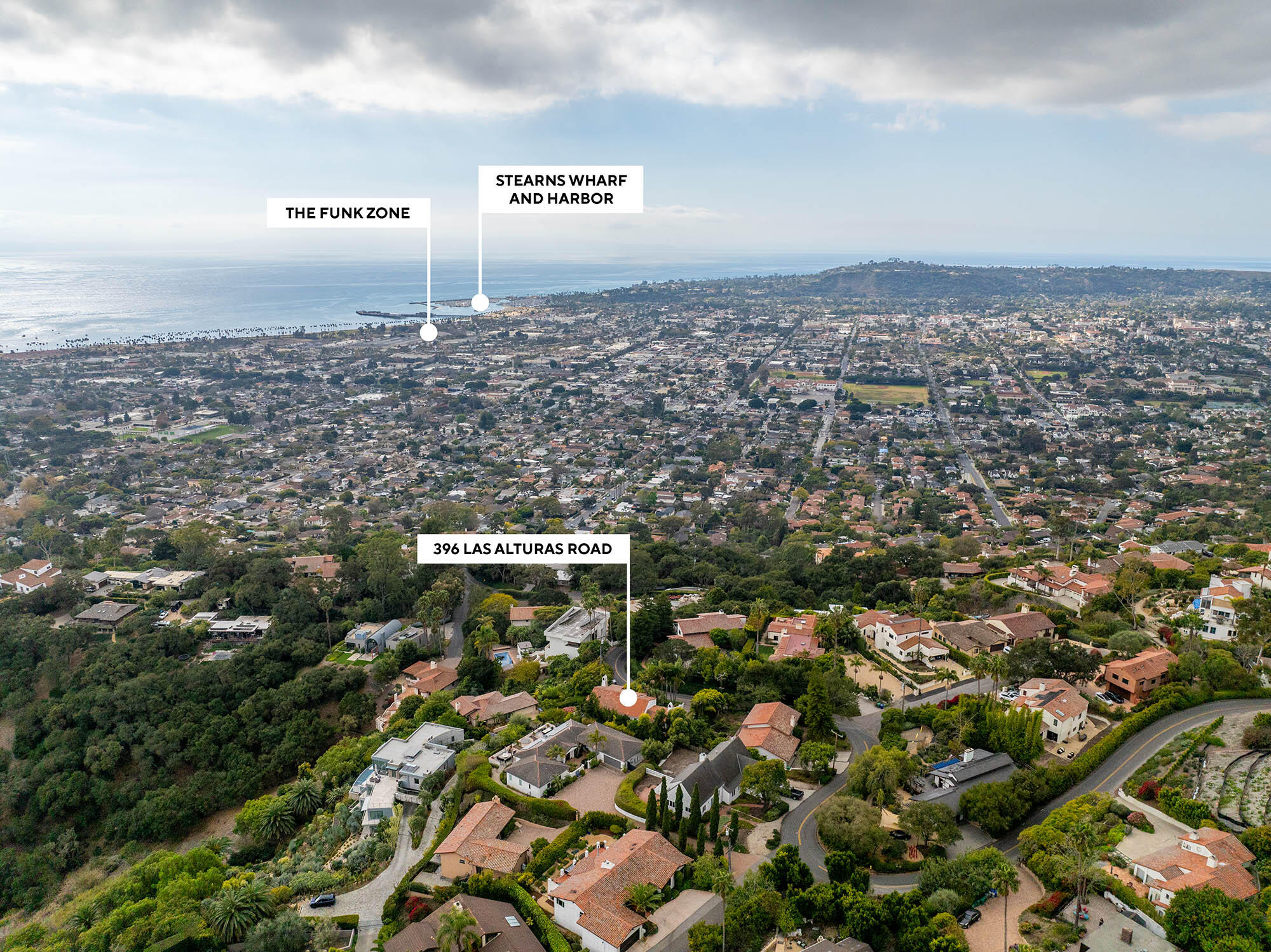 396 Las Alturas Road Santa Barbara, CA 93103 - Photo 47 of 70 Aerial south west - 396 Las Alturas Rd