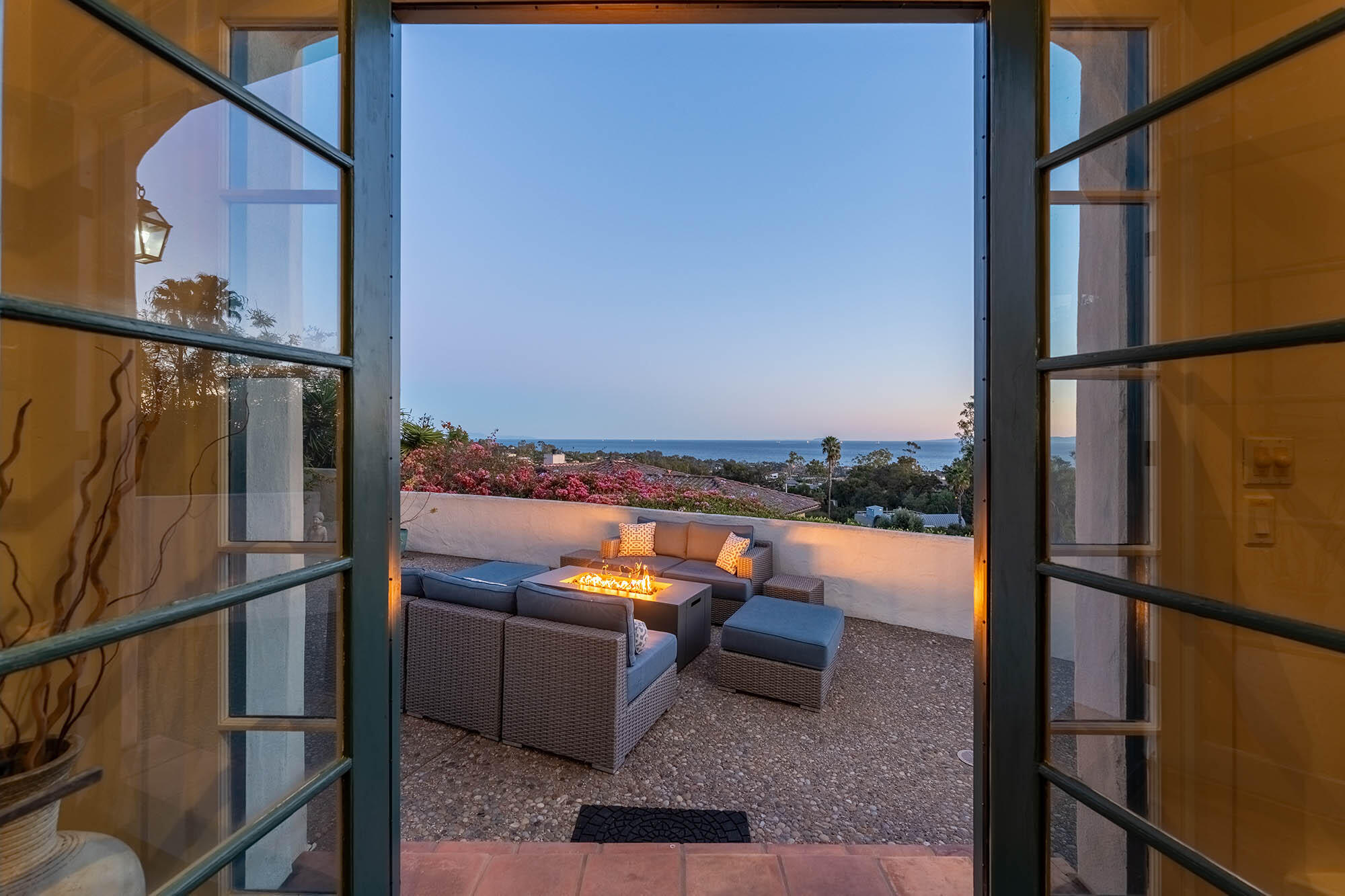 396 Las Alturas Road Santa Barbara, CA 93103 - Photo 56 of 70 Twilight patio ocean - 396 Las Alturas