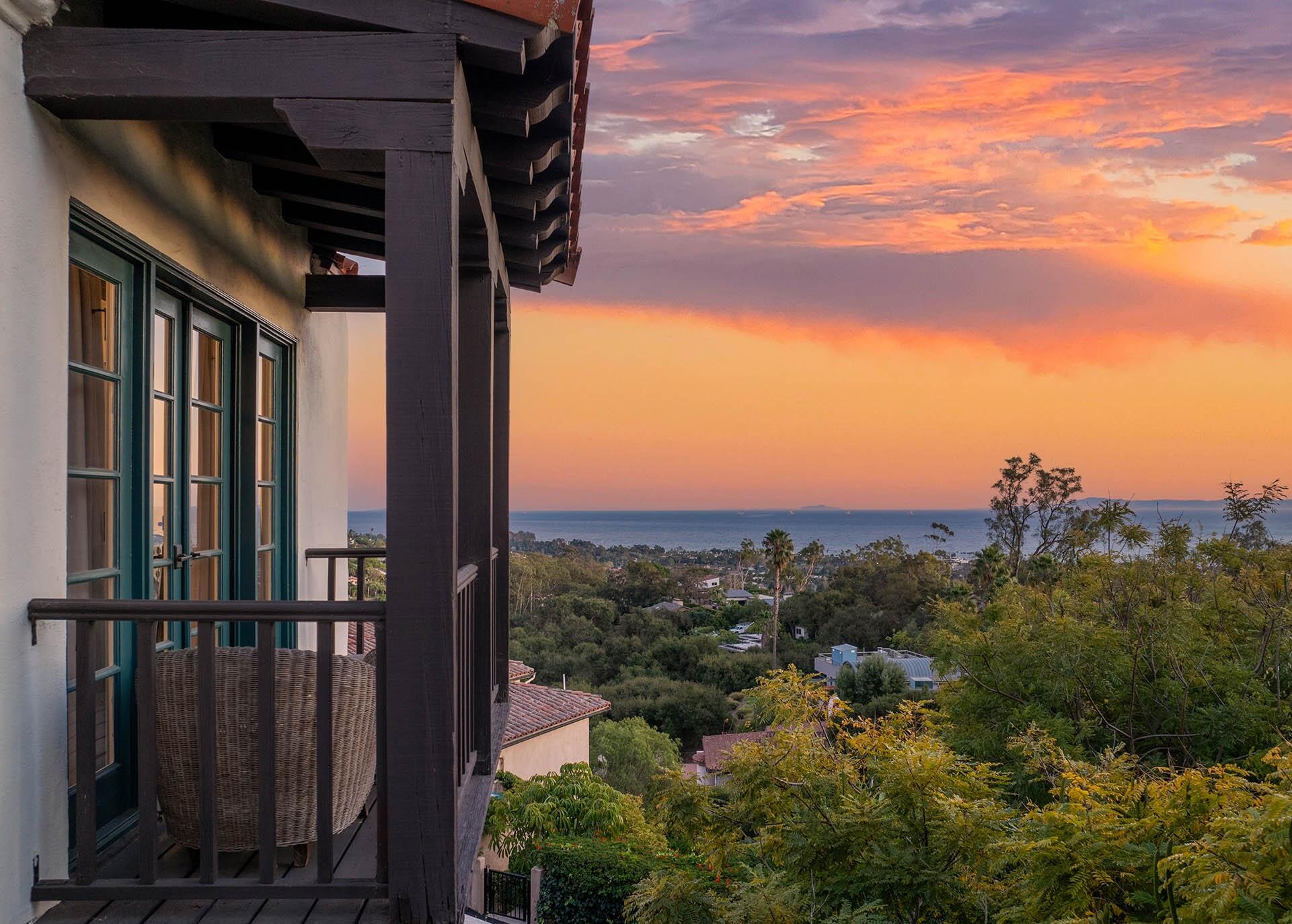 396 Las Alturas Road Santa Barbara, CA 93103 - Photo 57 of 70 Twilight aerial balcony