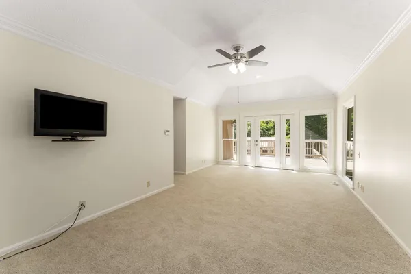 a view of a livingroom with a flat screen tv