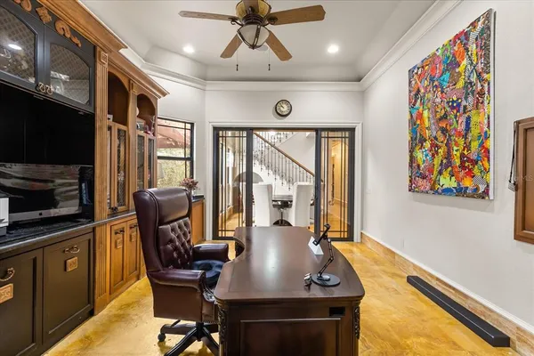 a living room with furniture