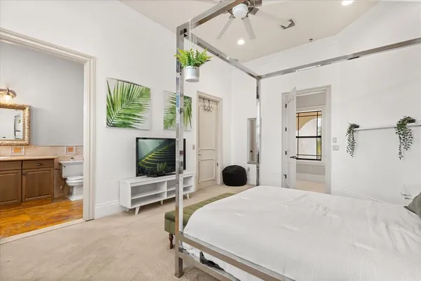 a living room with large windows