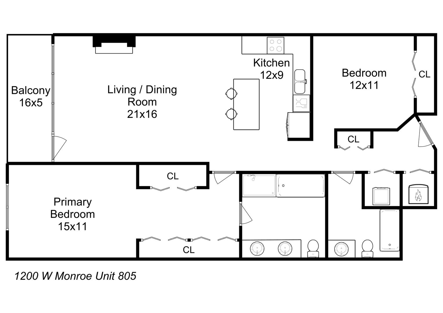 1200 West Monroe Street, Unit 805 Chicago, IL 60607 - Photo 18 of 18 a black and white photo of a black and white photo