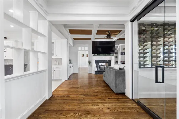 a view of living room kitchen with furniture and flat screen tv