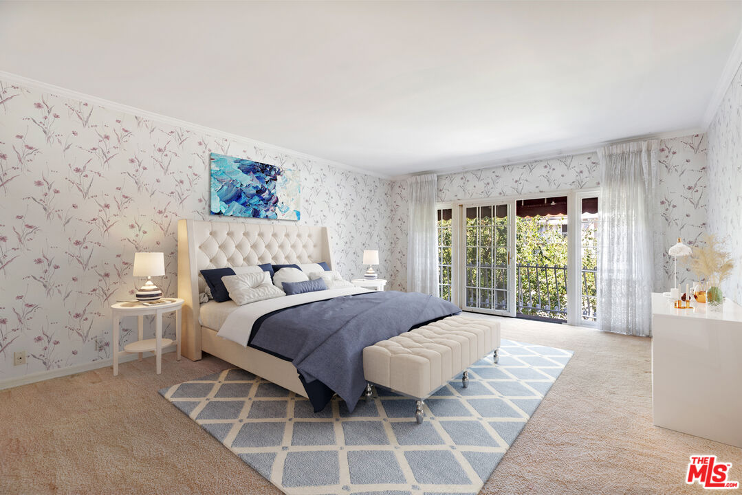 218 Foothill Road Beverly Hills, CA 90210 - Photo 10 of 16 a bedroom with a large bed and a window