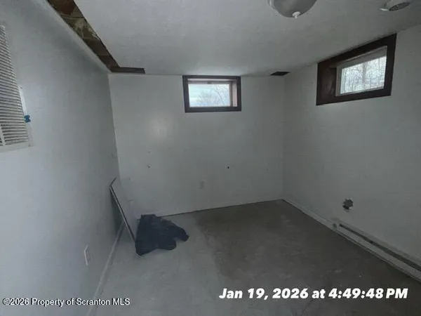 an empty room with a door