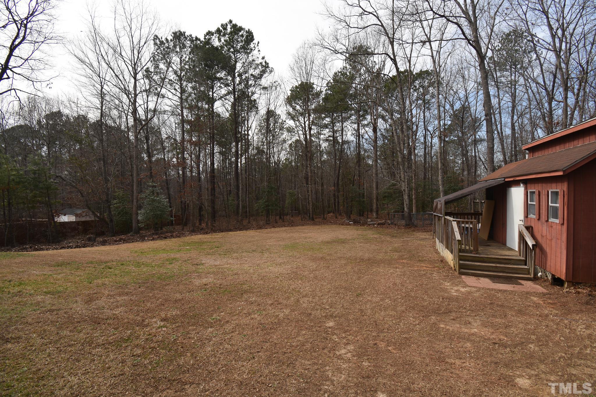 8484 South Creek Road Willow Spring, NC 27592 - Photo 29 of 33 a backyard of a house with lots of green space