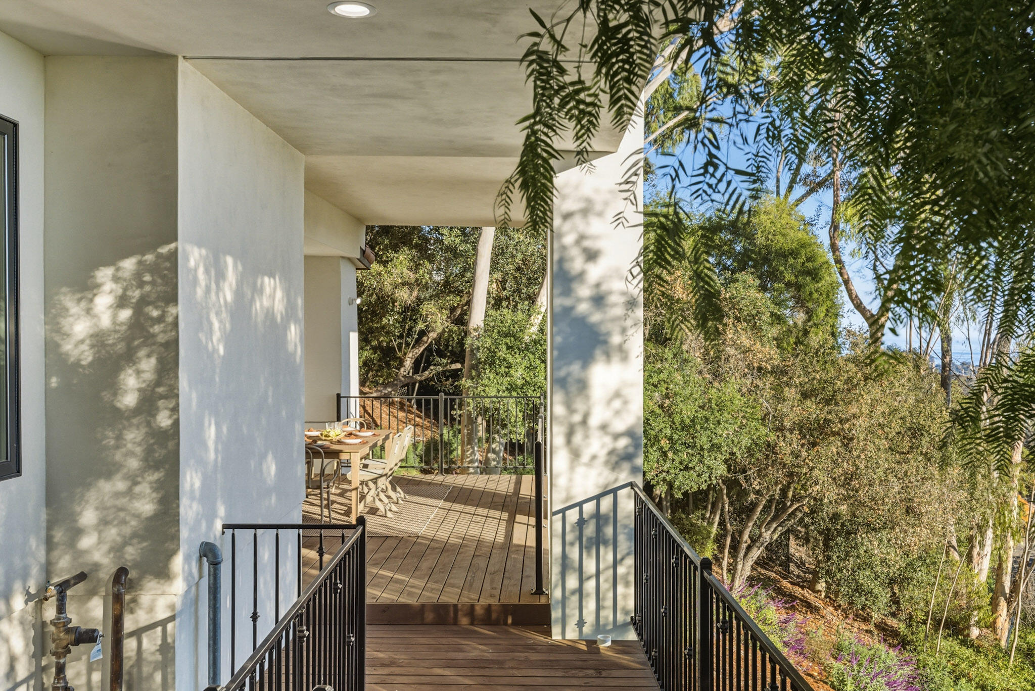 210 Las Alturas Road Santa Barbara, CA 93103 - Photo 38 of 61 a view of balcony with wooden floor and door