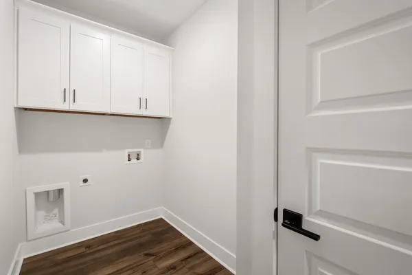 a view of small space with racks on the wall