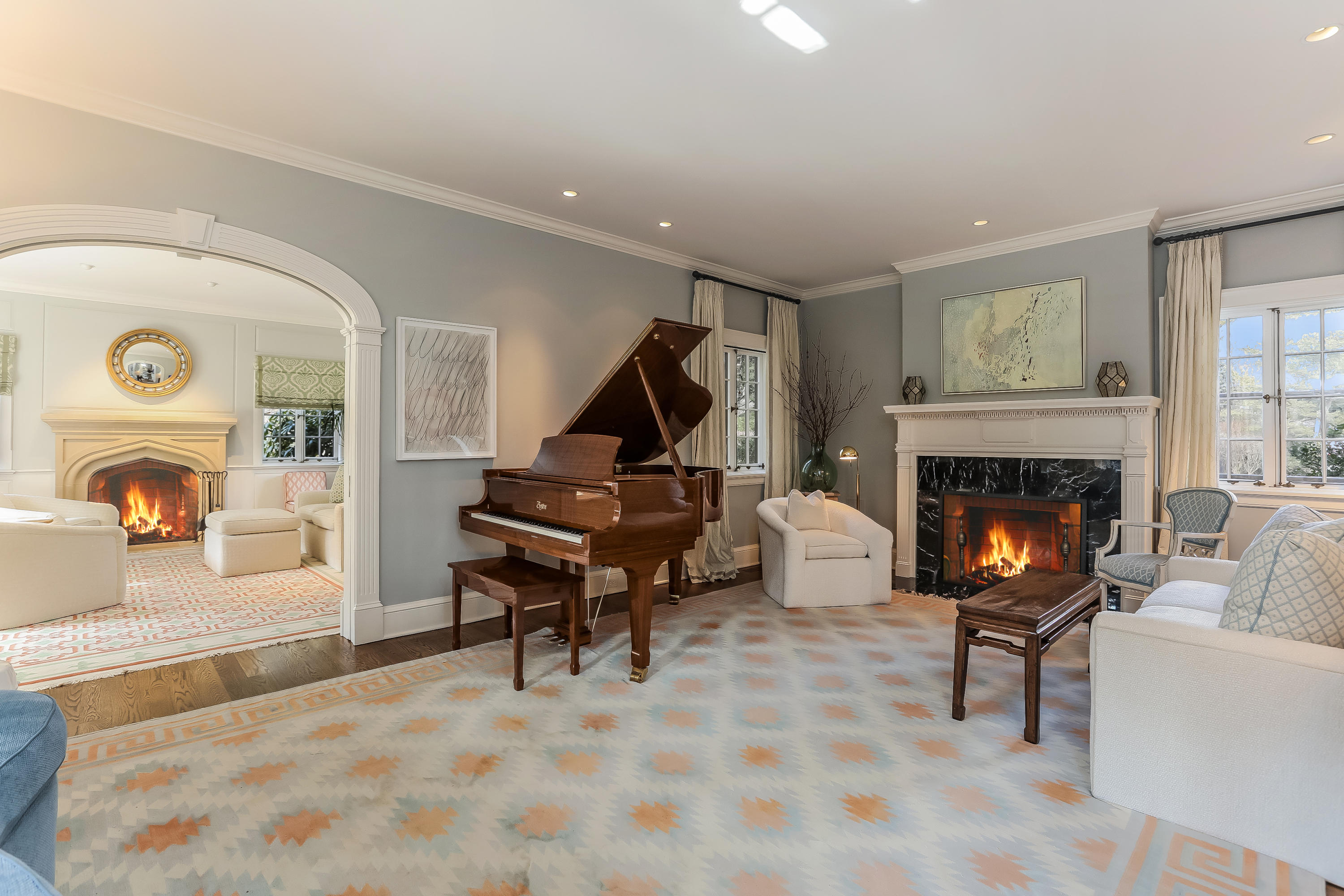 30 Old Farm Road Darien, CT 06820 - Photo 6 of 42 a living room with furniture a fireplace and a flat screen tv