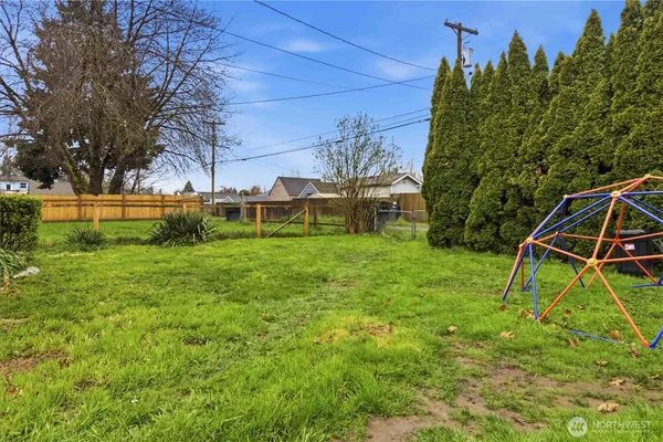 a view of lake with green space