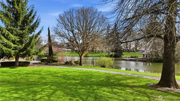 a view of a lake with a mountain