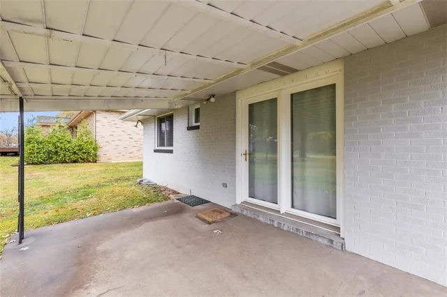 a view of an outdoor space and swimming pool