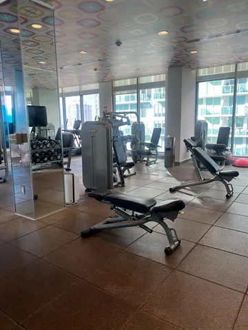 a view of a room with gym equipment