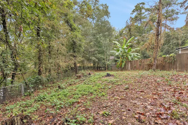 a view of a yard with a tree