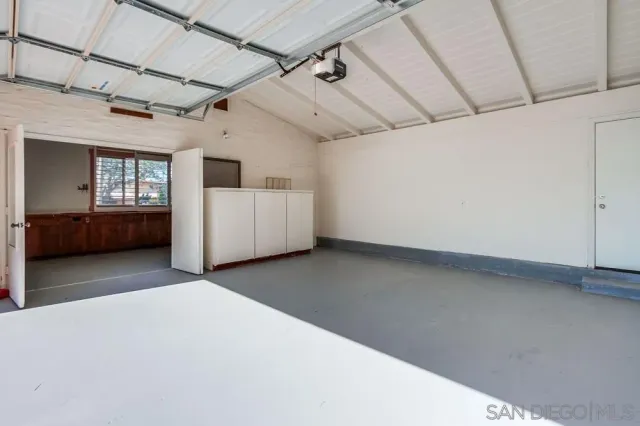 a view of a room with storage