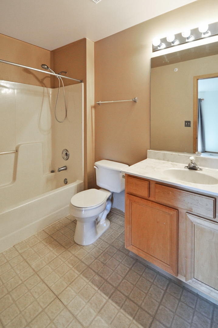 21633 Dogwood Road, Unit 1164 Matteson, IL 60443 - Photo 10 of 12 a spacious bathroom with a granite countertop sink toilet a mirror and shower