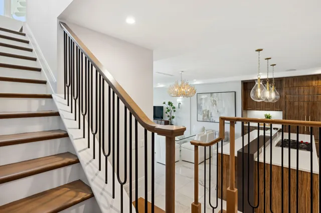 a view of a hallway with workspace