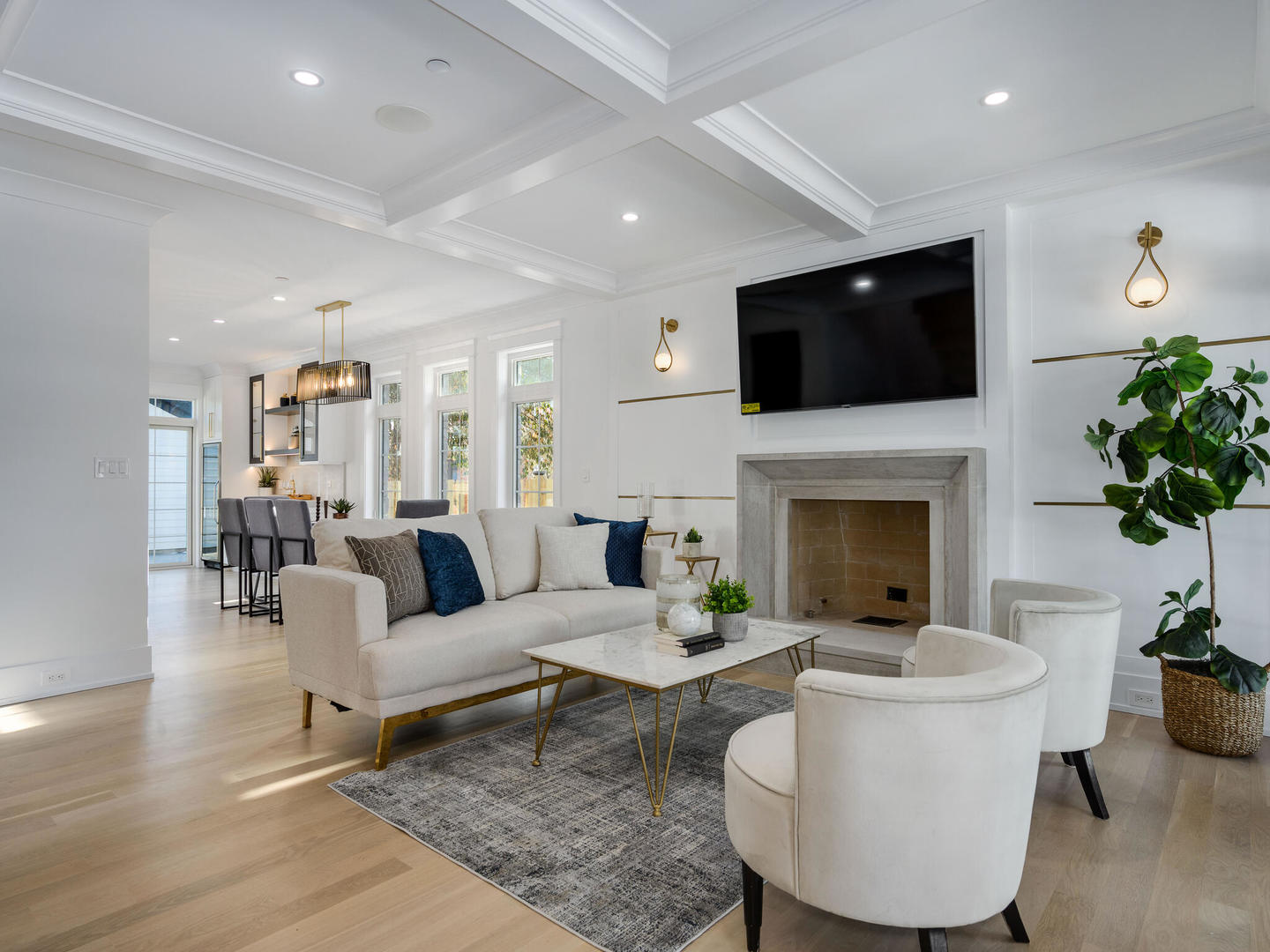 1115 South Delphia Avenue Park Ridge, IL 60068 - Photo 8 of 38 a living room with furniture a fireplace and a flat screen tv