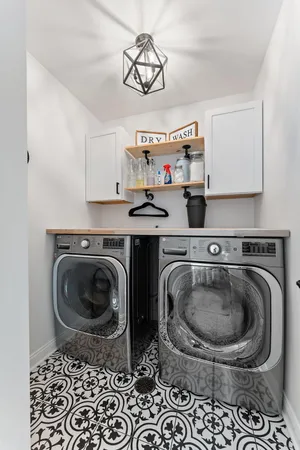 a utility room with a washer and dryer