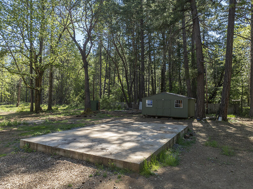 382 Garner Road Cave Junction, OR 97523 - Photo 5 of 38 a backyard of a house with trees and outdoor seating