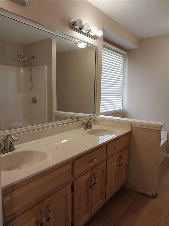 4820 Westbourne Drive Powder Springs, GA 30127 - Photo 9 of 16 a bathroom with a sink and a mirror
