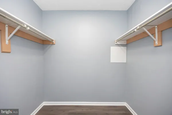 a view of small space with racks on the wall