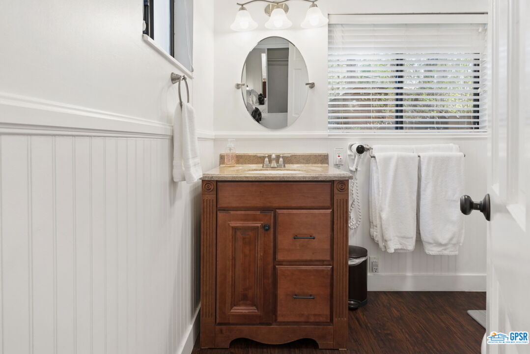 53335 Meadow Drive Idyllwild, CA 92549 - Photo 27 of 35 a view of a bathroom with a sink and mirror