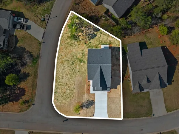 an aerial view of a house
