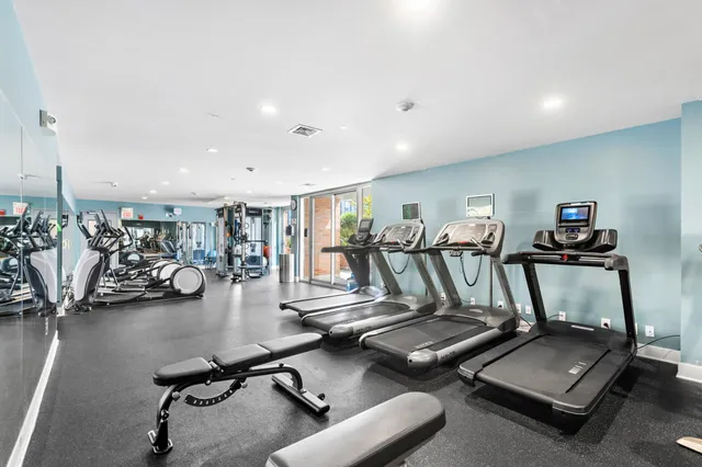 a view of a room with gym equipment