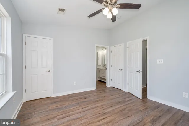 a view of an empty walk in closet