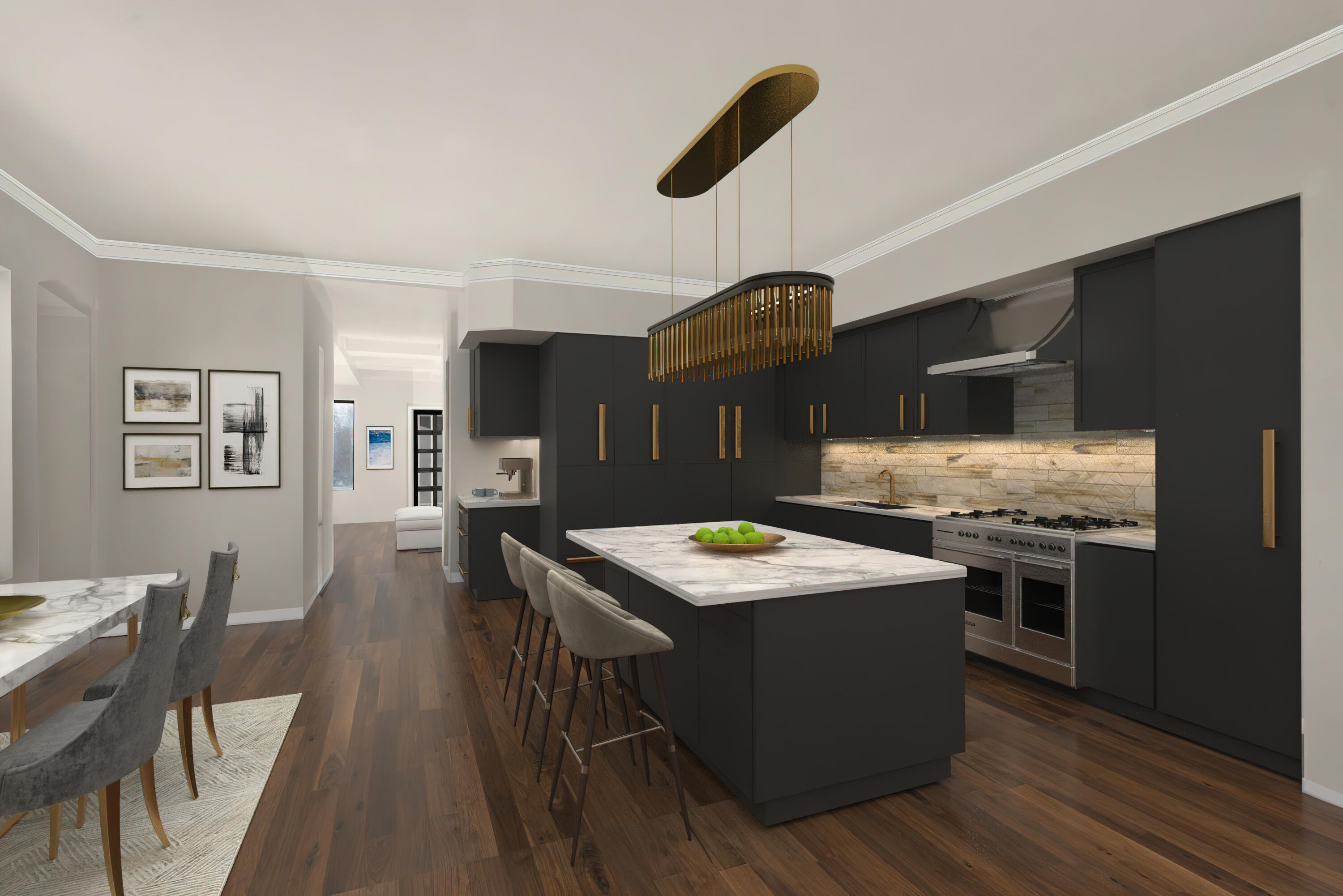 1609 Camino Alto Road El Paso, TX 79902 - Photo 5 of 17 a kitchen with stainless steel appliances granite countertop a stove top oven a sink a dining table and chairs with wooden floor