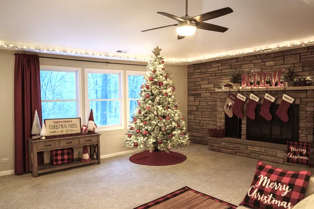 a room with furniture and a chandelier