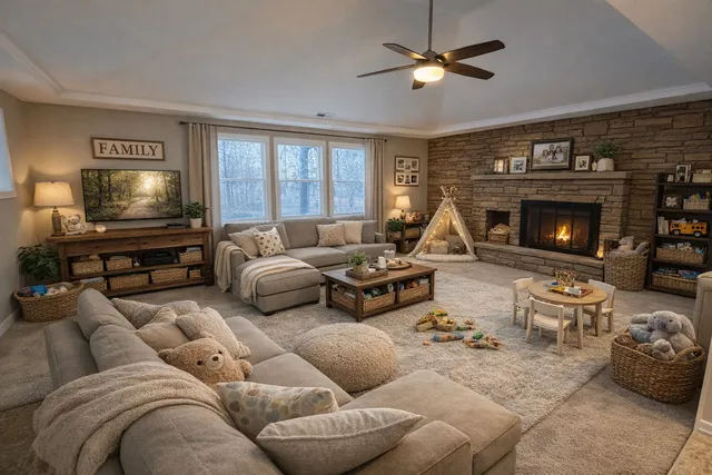 a living room with furniture and a flat screen tv