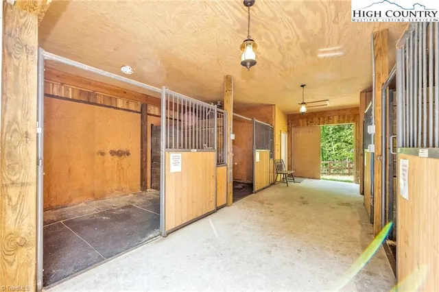 a view of a room with a window