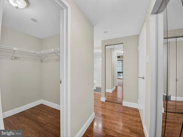 a view of a room with racks on the wall