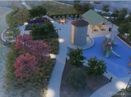 an aerial view of a house with outdoor space