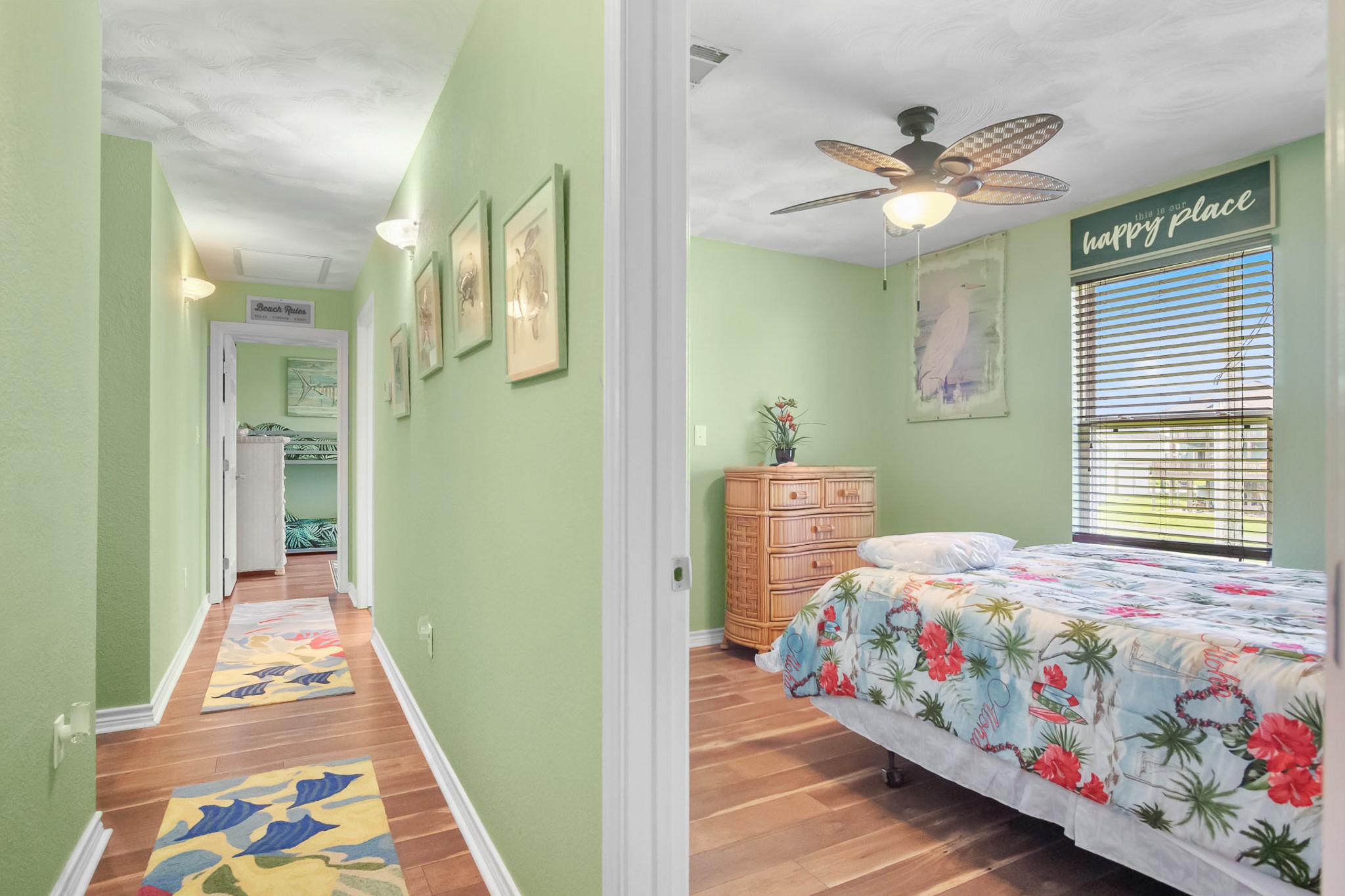 3297 Prides Way Crystal Beach, TX 77650 - Photo 27 of 42 a bedroom with a bed and a chandelier