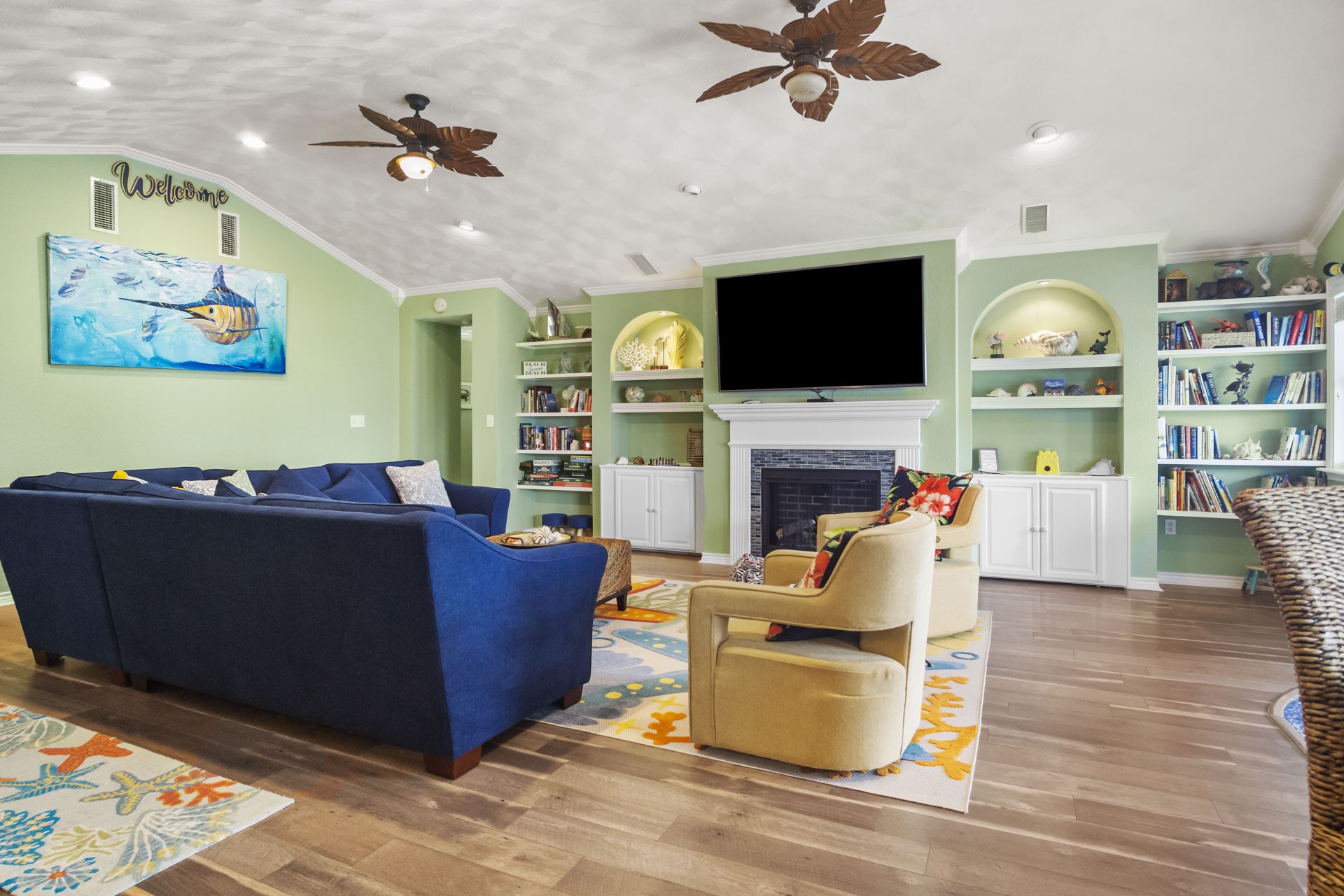 3297 Prides Way Crystal Beach, TX 77650 - Photo 6 of 42 a living room with furniture and a flat screen tv