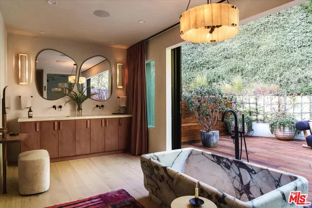 a living room with furniture