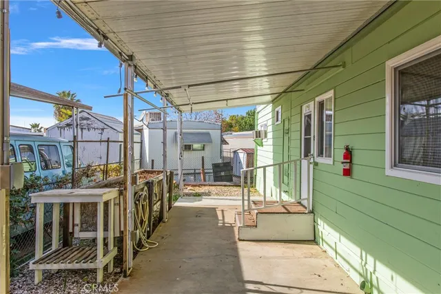 a view of a pathway with a building