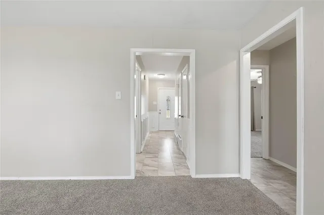 a view of a backyard with large tree