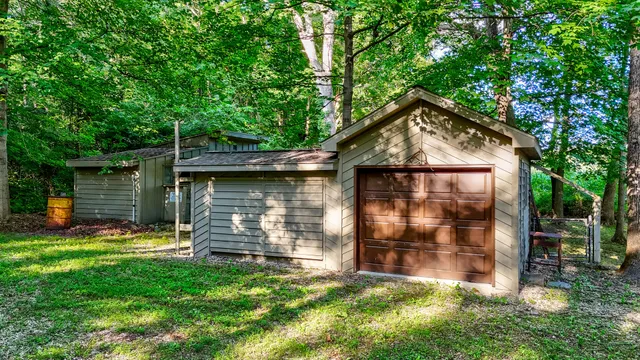 a house with trees in front of it
