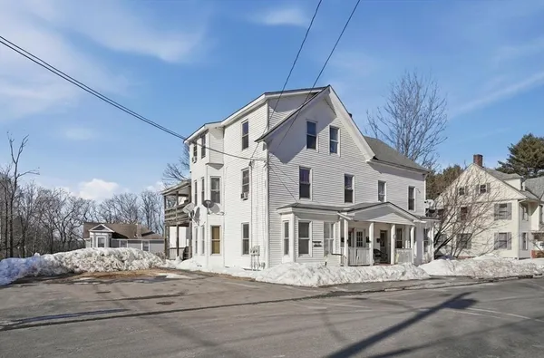 a view of a large white building