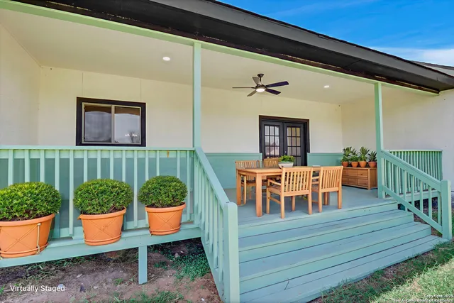 a outdoor view with a sitting space