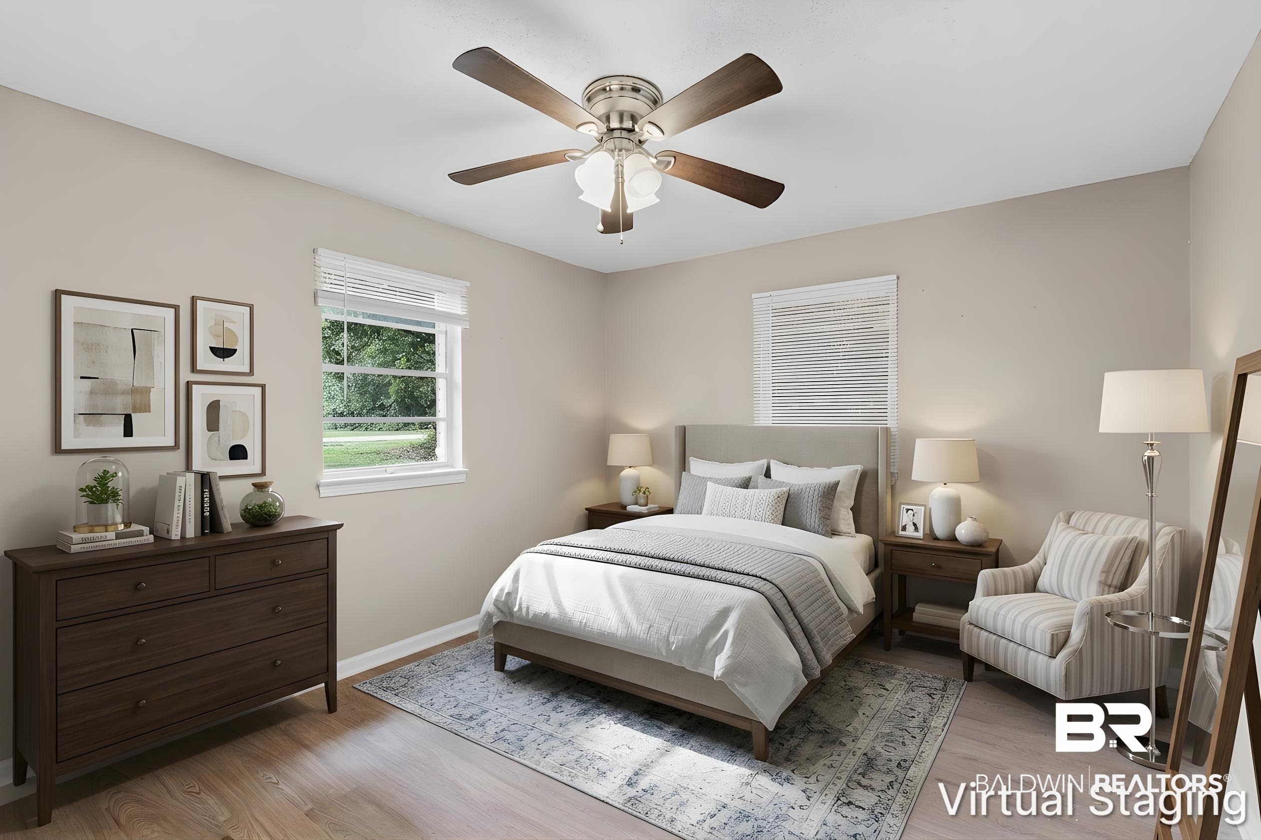 1560 Military Road Mount Vernon, AL 36560 - Photo 19 of 26 Spacious room featuring wood-finish flooring, a ceiling fan with integrated lighting, and neutral wall tones