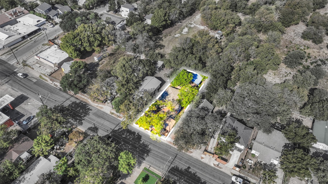 800 Vargas Road Austin, TX 78741 - Photo 3 of 19 an aerial view of a house with a swimming pool