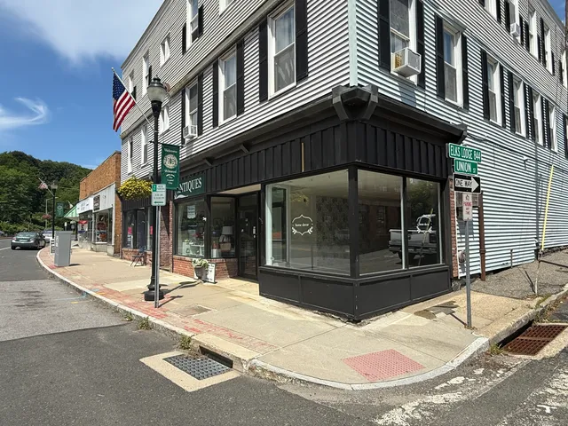 a view of a building with door