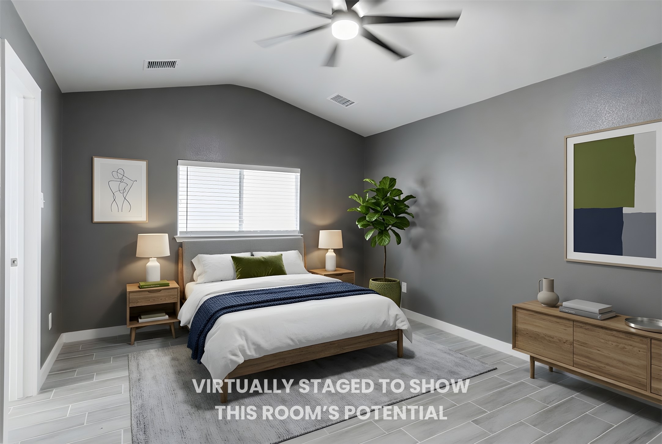 692 Scheel Kyle, TX 78640 - Photo 26 of 40 a bedroom with a bed and a potted plant