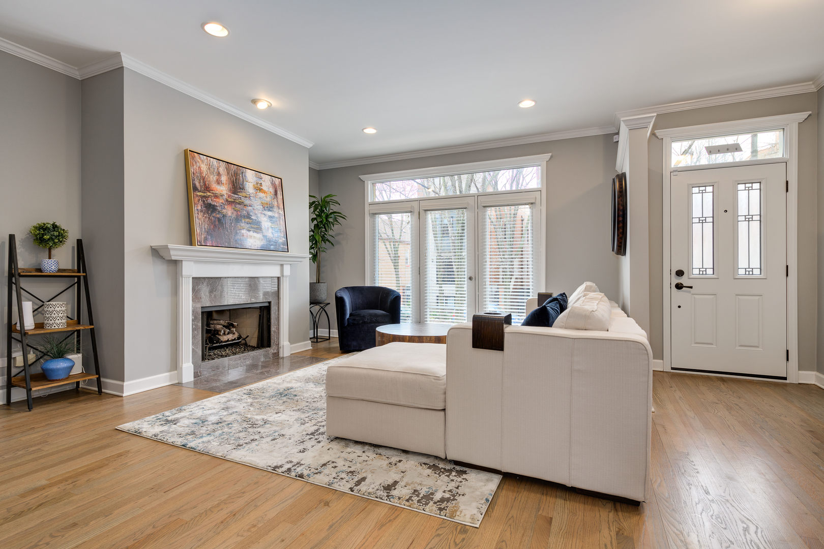 1718 West Huron Street Chicago, IL 60622 - Photo 2 of 33 a living room with furniture window and a fireplace